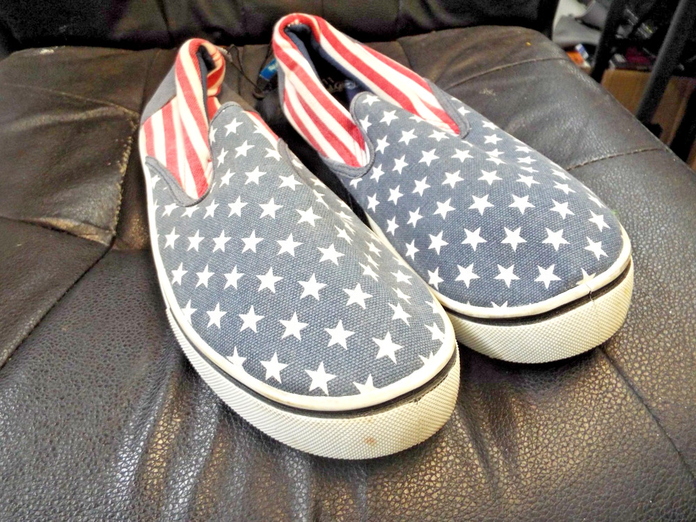 Faded Glory American Flag Canvas Slip-on Shoes Men's Sz 11 New